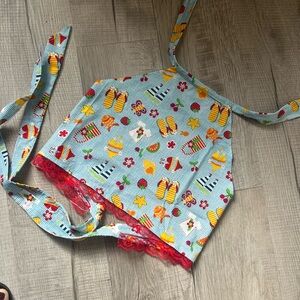 Colorful homemade halter top  with Red Lace Trim